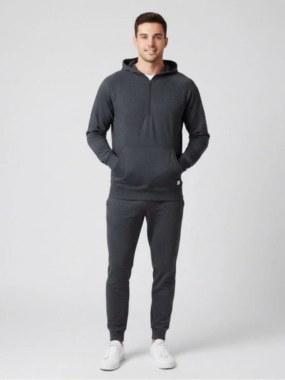 Vuori Ponto performance half zip hoodie men's size M dark gray